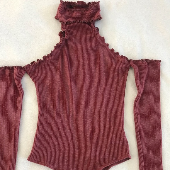 Fashion Nova Tops - Turtle Neck Long Sleeve Bodysuit w/ Open Shoulders